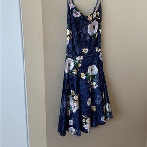 Streetwear Society Floral Print Velvet Dress